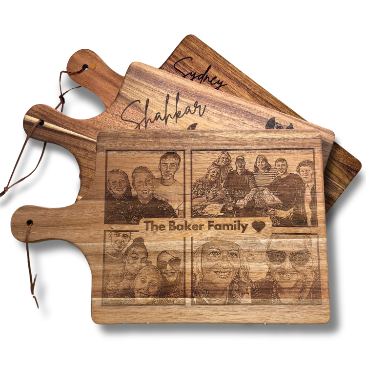 Personalized Large Charcuterie Board with Handle - Upload a Photo!