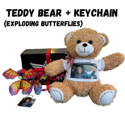 Personalized Teddy Bear + Keychain | Exploding Butterflies Bundle