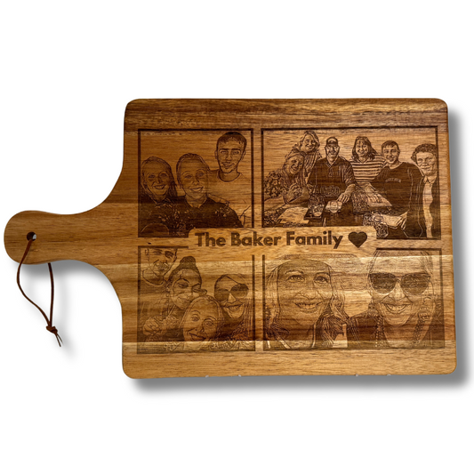 Personalized 4 Photo Family Charcuterie Board